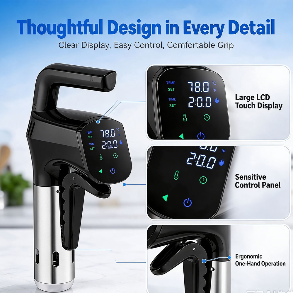Digital Sous Vide Precision Cooker - Wi-Fi対応の真空調理器 1800W、水中循環式、IPX7防水、精密調理器、温度範囲25～99℃ ° Cスマートアプリ制御スロークッキングマシン
